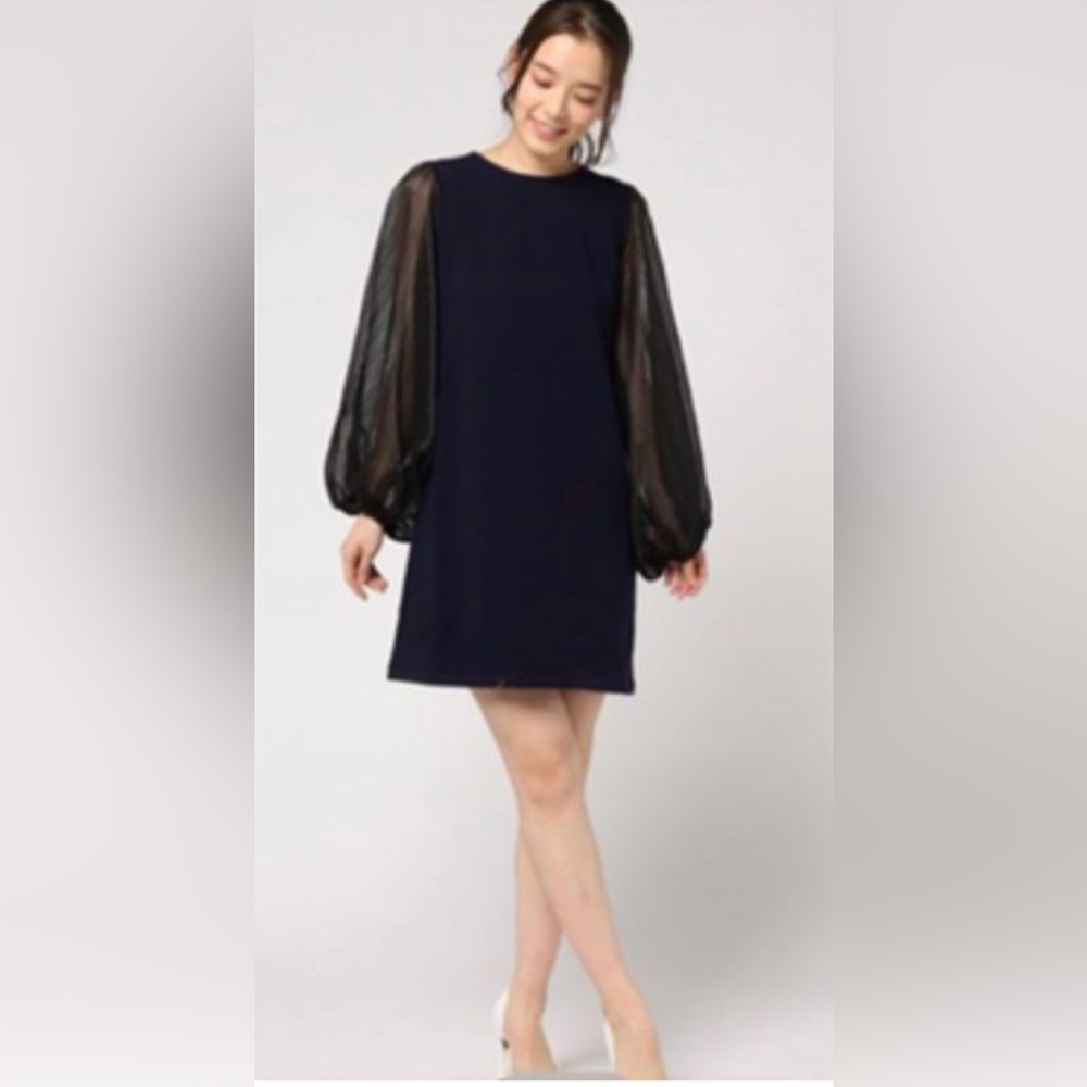 3 for $20 Kastane Elegant Black Dress with Sheer Sleeves
